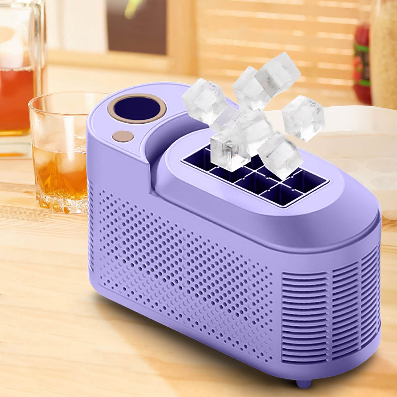 WWG Mini Ice Maker Automatic Portable Compact Transparent Window Fast Ice Production for Kitchen Office Car RV Travel Camping