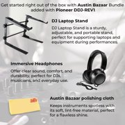 Pioneer DDJ-REV1 Scratch-Style 2-Channel DJ Controller for Serato DJ Lite - Black Bundle with Laptop Stand, Headphones and, Austin Bazaar Polishing Cloth