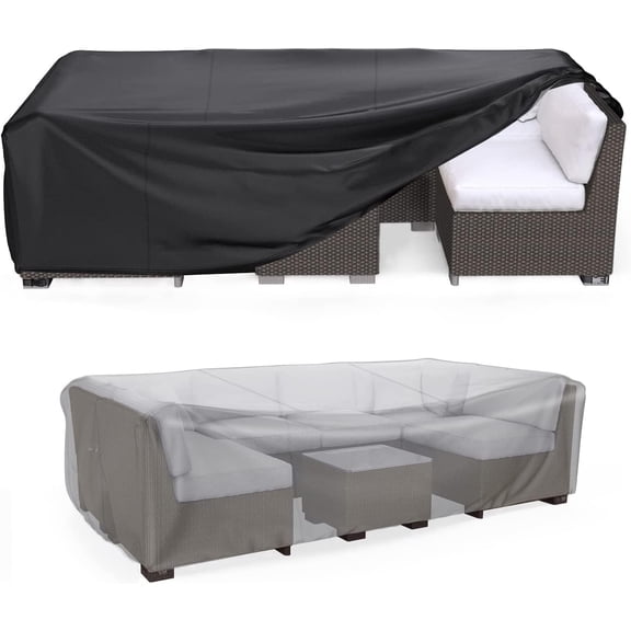 PLERISE 78 x 62 x 30 Inch Patio Furniture Cover, Heavy Duty 600D Waterproof Outdoor Sectional Sofa Cover for Table Chair, 1 Pack