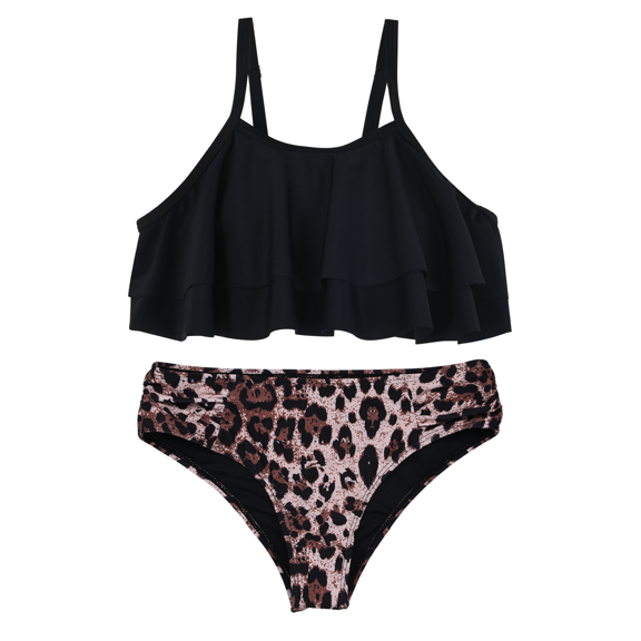 Hilor Girl's Bikini Set Flounce Two Piece Swimsuits Kids Bathing Suits