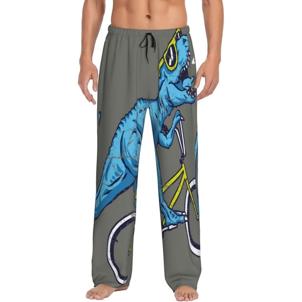 Fotbe Fun Riding Dinosaur Pantalones de Pijama para Hombre, Pantalones de Dormir, Pantalones de Casa con Cintura Ajustable y Bolsillos-X-Large