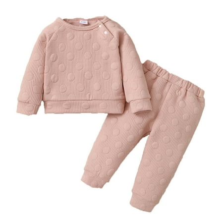 

Girl Outfits Baby Girls Boys Winter Long Sleeve Solid Thickened Warm Romper Tops Pants 2PCS Outfits Clothes Set For Toddler Toddler Girl Outfits(Size:12-18 Months)