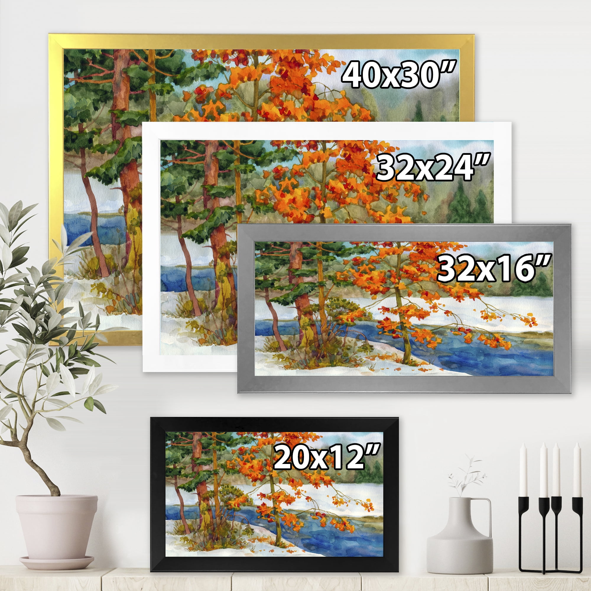 Designart 'Stream Through The Winter Forest I' Lake House Framed Art Print