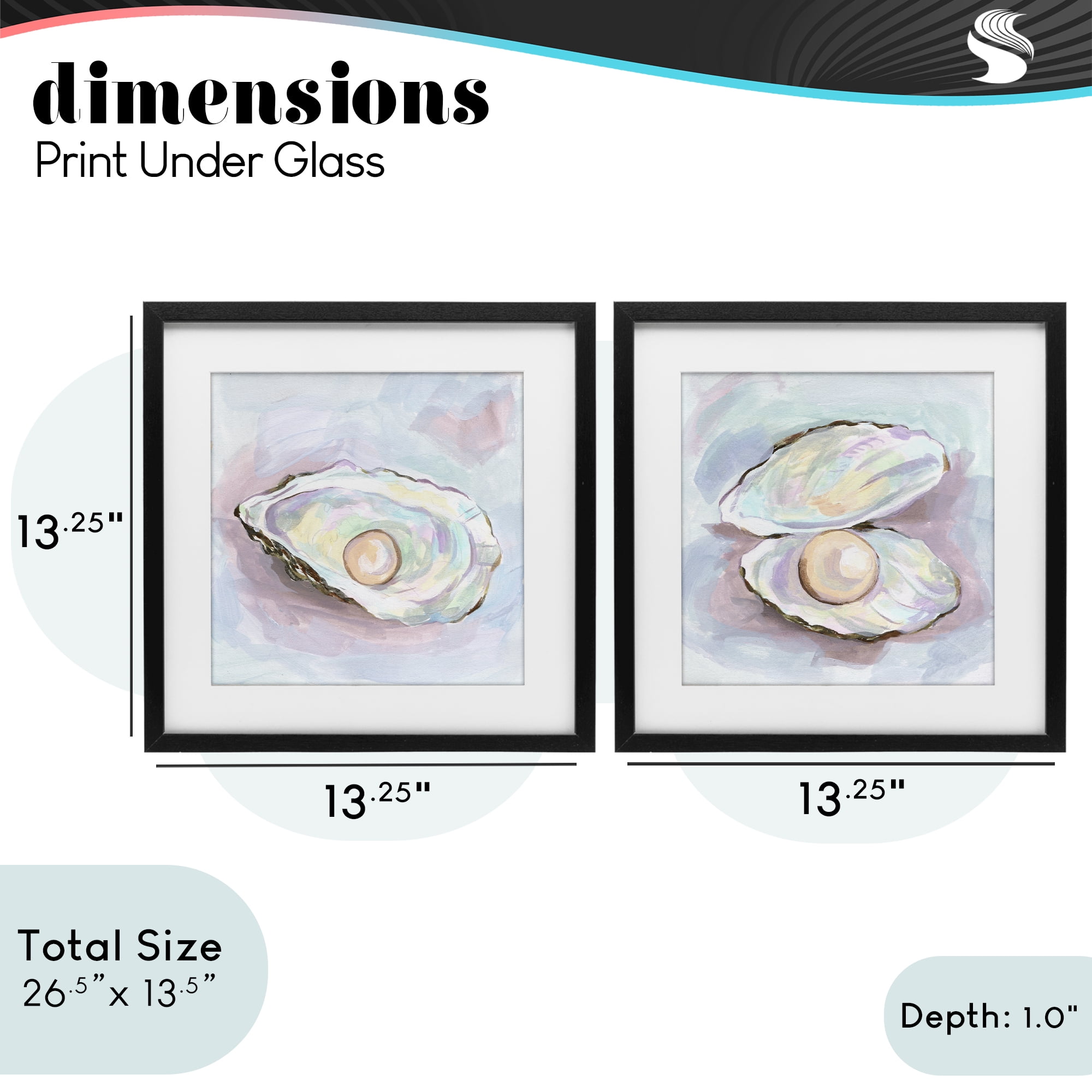 Stupell Industries Aquatic Silent Opals 2 Piece Black Framed Print Under Glass Set, design by Melissa Wang