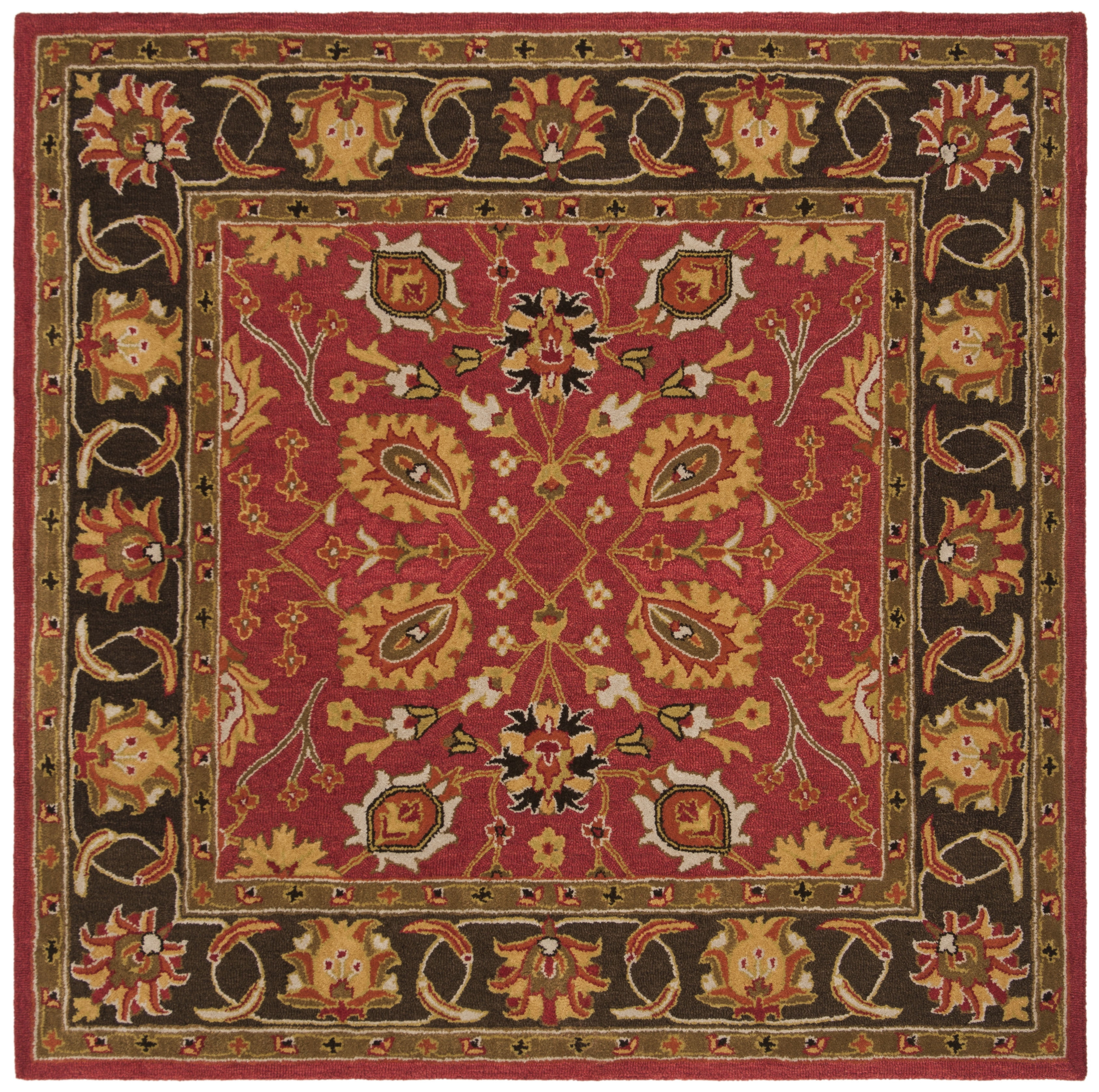 Safavieh Heritage Clarisse Floral Wool Area Rug, Red/Gold, 6' x 6' Square