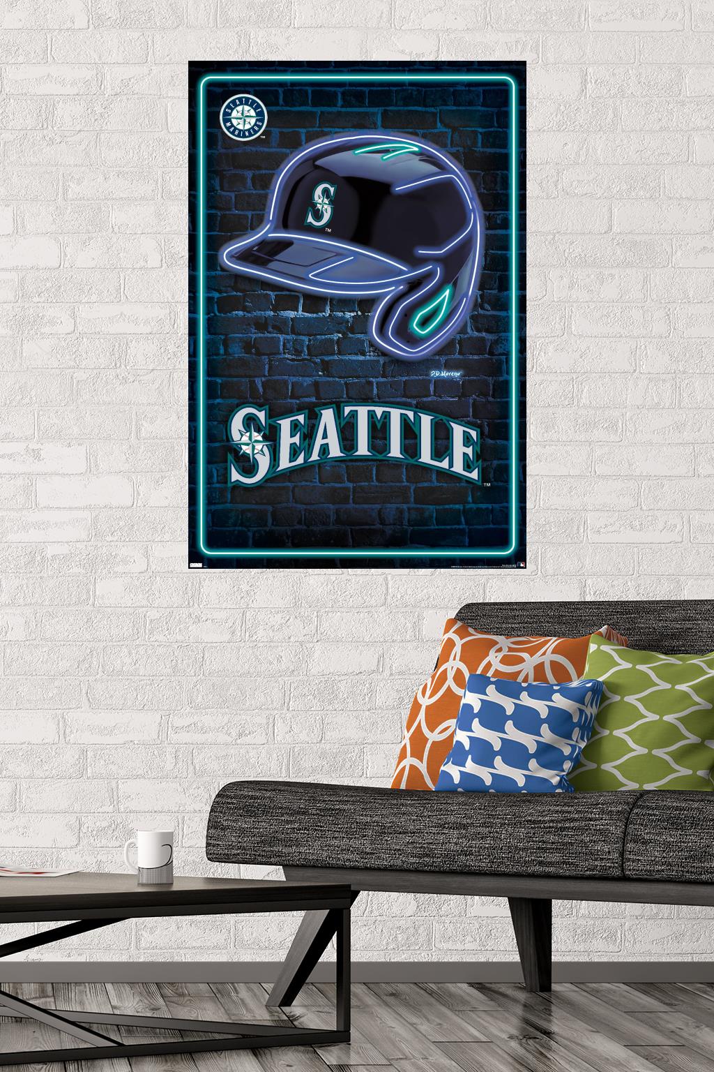 MLB Seattle Mariners - Neon Helmet 23 Wall Poster, 22.375" x 34"