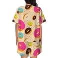 thumbnail image 3 of Qekee Donuts Women's Pajama Set Short Sleeve Sleepwear Summer Home Wear with Pockets Soft Short Sleeve Shirt - Donuts, 3 of 9