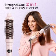 KIPOZI 1.5 Thermal Brush, Curling Iron Brush for Salon Blowout at Home, Thermal Round Brush Creates Smooth Straight Hair OR Natural Curls, Dual Voltage, Auto Shut-off, Gift for Women, Pink