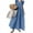 Blue, variant on Chouyatou Womens Long Denim Dress Casual Loose Fit Ruffle Sleeveless V-Neck Jean Maxi Dresses