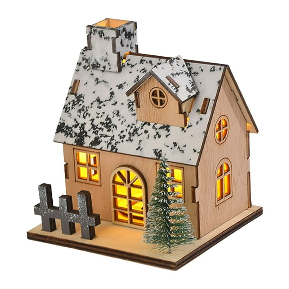 RKSTN Christmas Luminous Small Room Christmas Ornaments Christmas Decorations Luminous Wooden Houses LED Wooden Christmas Houses Christmas Desktop Ornaments Christmas Gifts