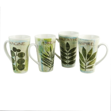 - Gibson Home Nature Pressed 4 Piece 16 oz. Cone Shape Mug Set in Assorted Colors