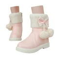 thumbnail image 3 of Hifoo Girls Autumn Winter Snow Boots Thick Soles Non- Warm Comfortable Solid Color Bow Boots Soft Toddler Child Shoes Footwear, 3 of 9