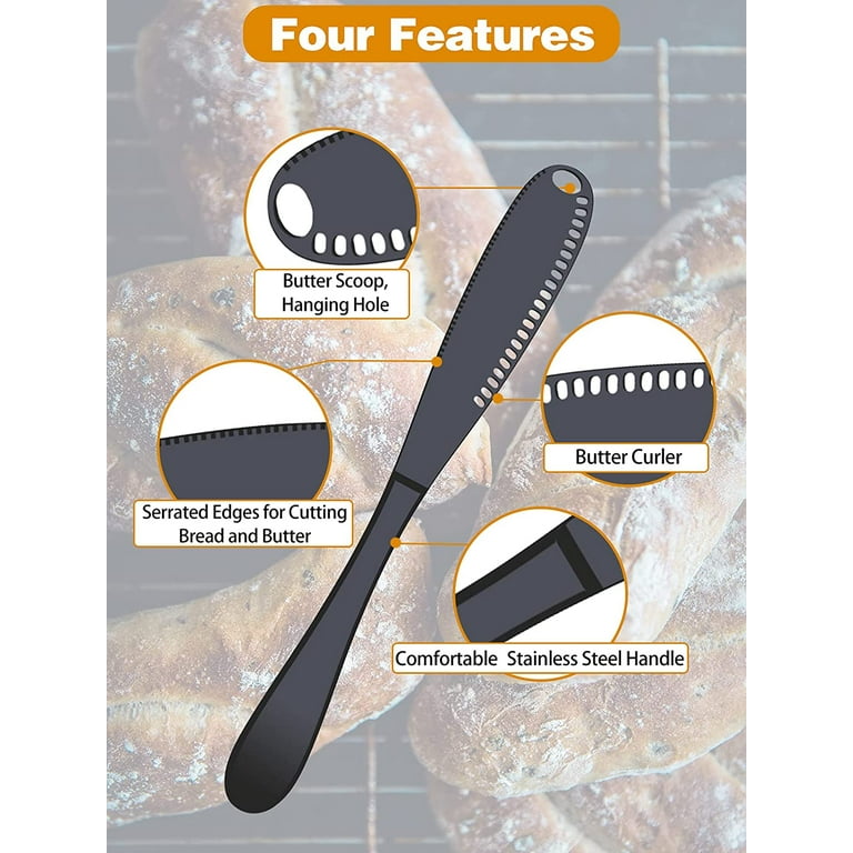 2PCS Butter Knife, A Serrated Edge, Cut Vegetables Or Fruits, Butter  Spreader, Spread Bread. The Three-In-One Function Of A Curling Iron, Butter  Shredder, And Slicer (Black).