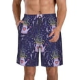 thumbnail image 2 of Uemuo Lavender Flowers Pattern Men's Swim Trunks Hawaiian Beach Bathing Suit Swimsuits Beach Quick-Dry Shorts with Pockets-X-Large, 2 of 9