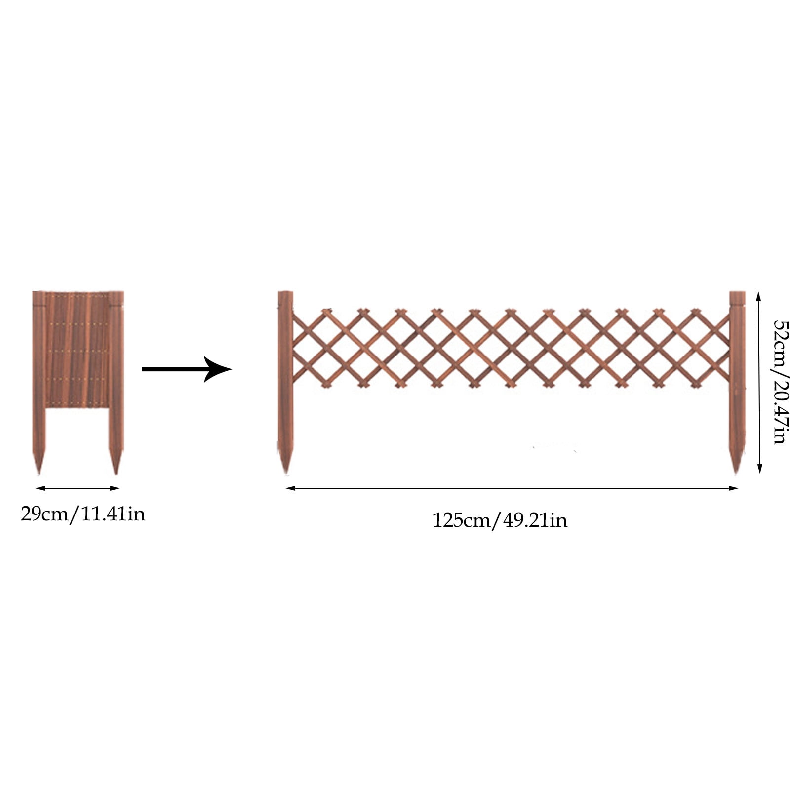 COM1950s Wooden Garden Fence Panels, 49.2in Expandable Folding Fence, Outdoor Decorative Flower Trellis for Climbing Plants, Yard Border Barrier for Courtyard, Balcony, Flower Bed