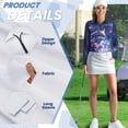 thumbnail image 6 of Yuyamidu Wolf Long Sleeve Golf Shirt for Women Galaxy Tennis Tops Breathable Running Shirt with Collar Sport Athletic Outfits Size XS, 6 of 8