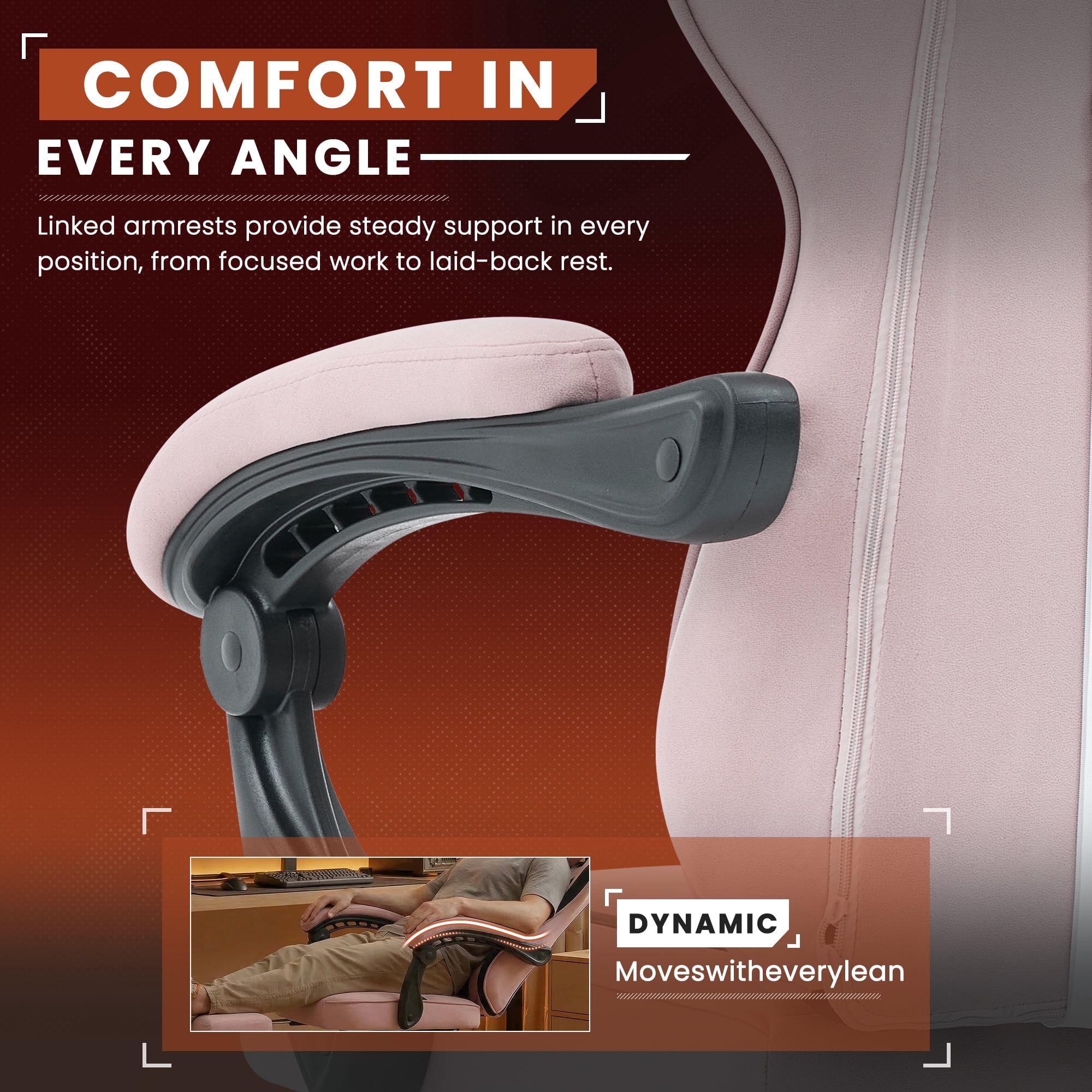 JONPONY Big and Tall 400LBS Gaming Chair with Foot Rest,Breathable Fabric for Home Office Desk, Ergonomic High Back Computer Chair with Headrest & Lumbar Support, Pink
