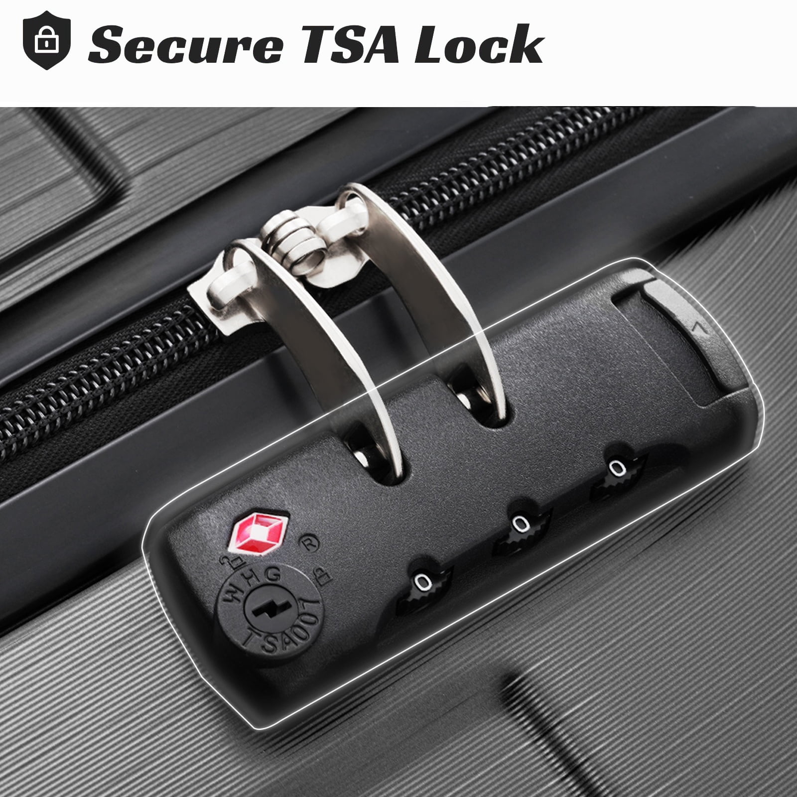 Hardshell Luggage, Lightweight Durable ABS Suitcase with Double Spinner Wheels, TSA Lock, 20 Inch Travel Carry On Luggage (Black)