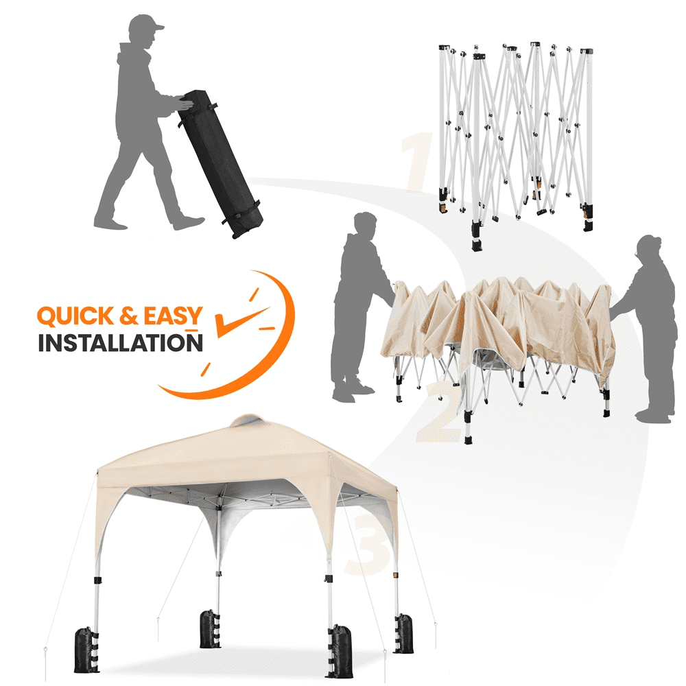 Alden Design Outdoor Canopy Pop up Canopy Camping Tent for Garden Patio Park Market, Beige