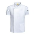 thumbnail image 1 of TISHITA Chef Coat Jacket Short Sleeve Cafe Restaurant Apparel Pub Unisex Uniform White White XXL, 1 of 8