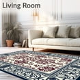 thumbnail image 2 of ODIKA 4'x6' Machine Washable Non-Slip Area Rug, Seasonal Deer Damask Pathway with Holiday Motifs High Traffic Rug with Pad, Ivory, 509260, 2 of 8