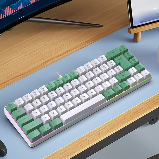 Wired Gaming Keyboard, 60 Percent 68 Keys RGB Backlit Mechanical Keyboard, Ergonomic Compact Keyboard with Anti Ghosting And Multimedia Keys for PC Laptop Computer