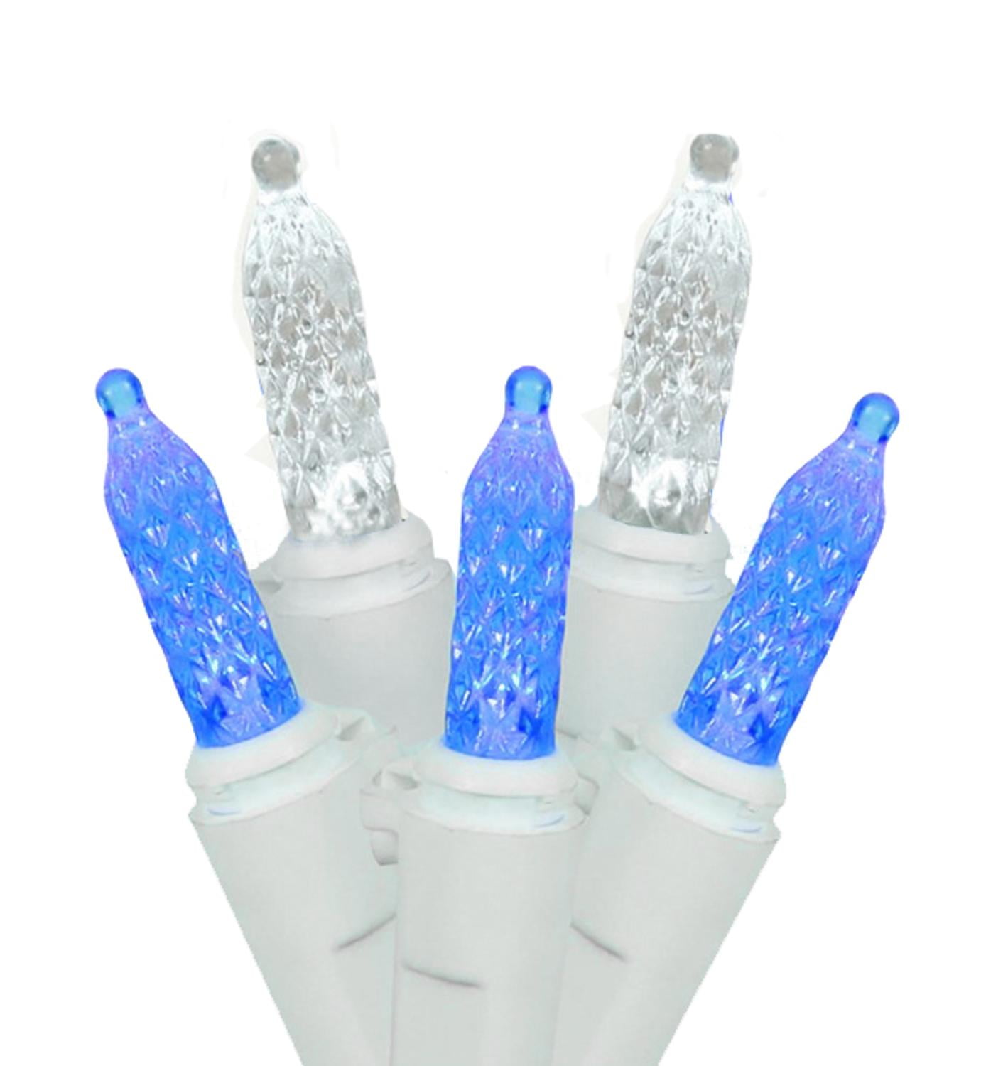 Set of 70 Blue and Pure White LED M5 Mini Christmas Lights White Wire