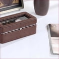 thumbnail image 5 of Watch Display Case, 4-Slot with Tempered Glass & Leatherette, 8” Long | Brown | Glass, 5 of 5