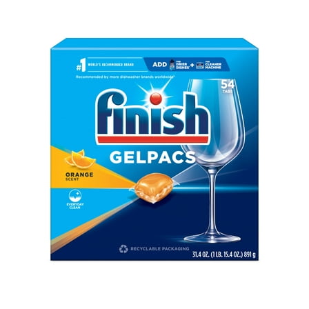 Finish All In 1 Gelpacs, Dishwasher Detergent Tablets, Orange, 32 Count