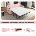 thumbnail image 5 of Timbernest 72.8" Sofa Bed with Full Size Mattress, Corduroy Loveseat Sleeper Sofa with USB Ports, Cup Holders, Side Pockets and Phone Holder for Living Room, Pink, 5 of 8