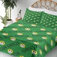 thumbnail image 3 of Ambesonne Emoji Fitted & Top Sheet Set with Shams, Funny Smiling Round Faces, Green and Yellow, 3 of 5