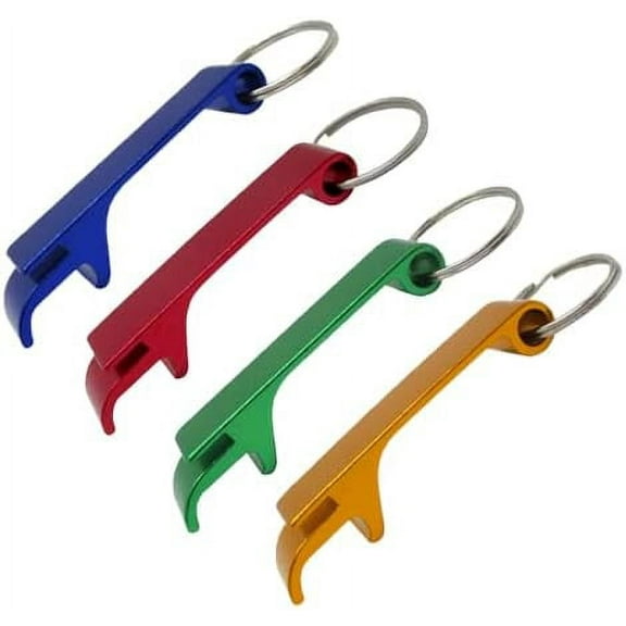 Beer Cap Opener 4 piece set, Bottle Cap Opener For Beer, Soda, Cans and Pop Tops, keychain bottle opene, Ergonomic and Durable with Keyring (assorted)