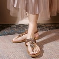 thumbnail image 2 of Xucatan Women's Bohemian Sandals, Embroidered Floral Thong Flats with Elastic Back Strap, Open Toe Beaded Casual Shoes, Versatile Summer Beach Footwear Gift, 2 of 9