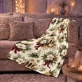 thumbnail image 6 of Christmas Carriage Flannel Blanket, Cream Gold Red Green Magnolia Ornament Pine Berry Pattern for Sofa Couch Bed Living Room Bedroom Home Decor Holiday Gift for Decor Fans, 6 of 9