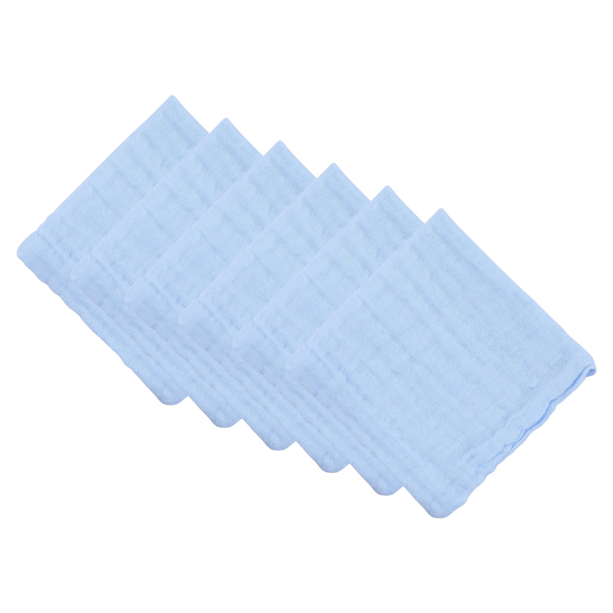 Unique Bargains 12 X 12 Cotton Washcloths Absorbent Reusable Washcloths Blue 6pk