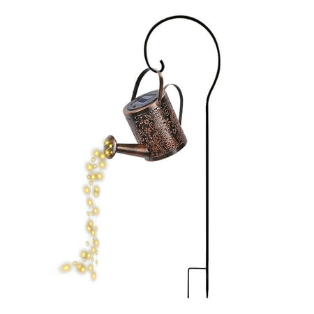 

LED Solar Kettle Light Wrought Iron Hollow Flower Water Can Fairy Lamp (B)