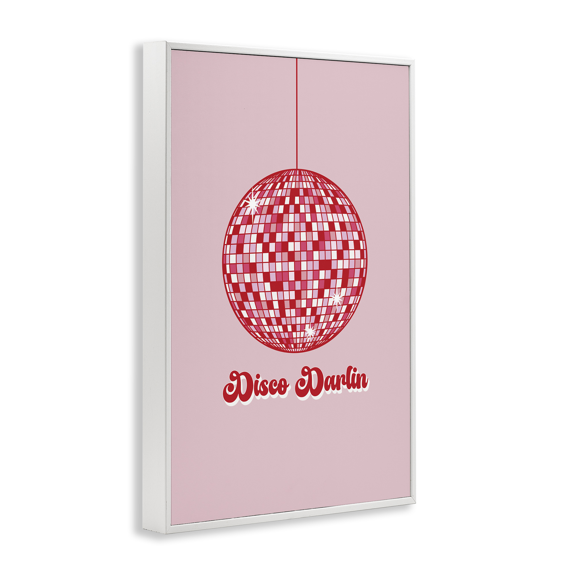 Stupell Industries Retro Disco Darlin Typography Painting White Framed Art Print Wall Art, 20 x 30