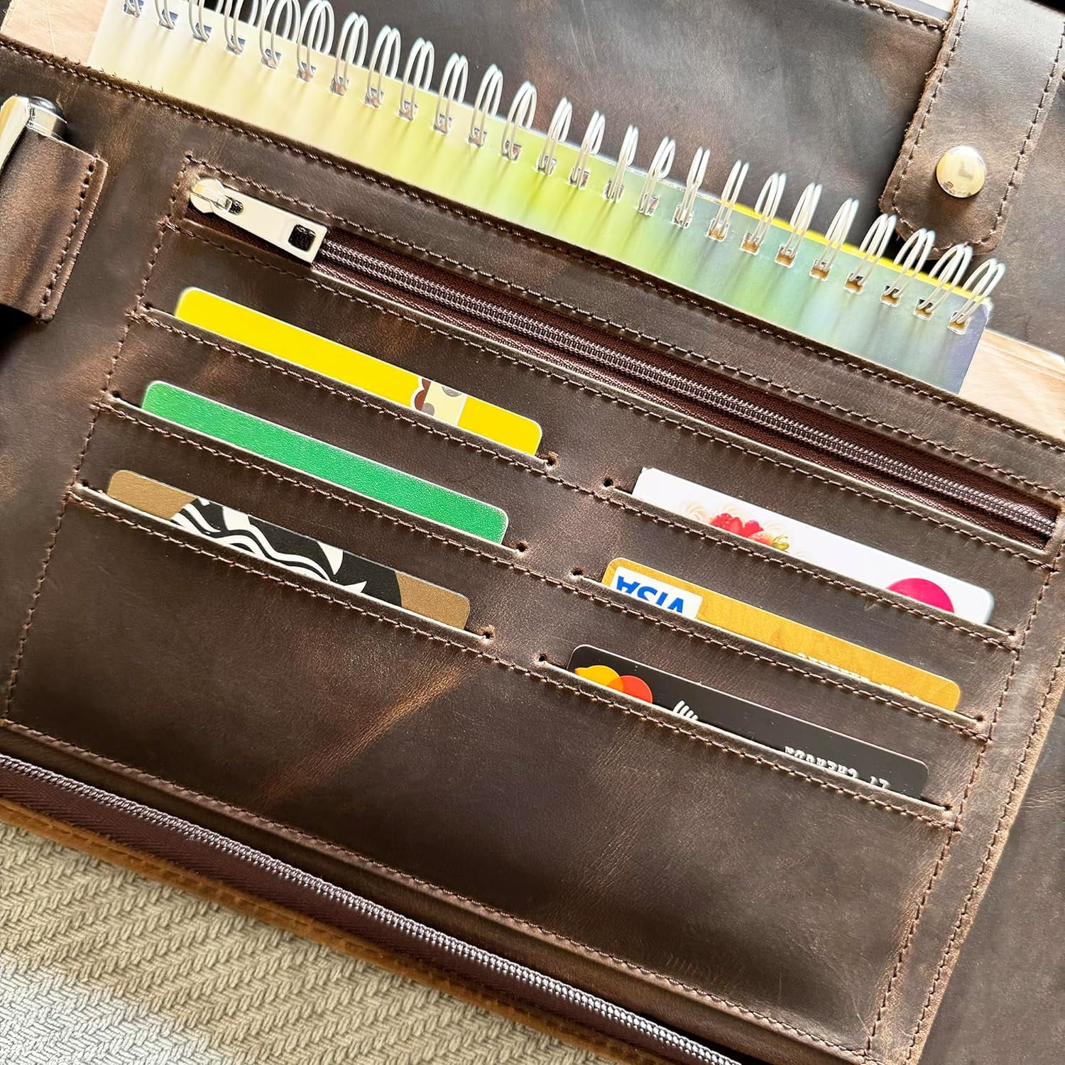 7 Ring Check Binder for Business Checks, Checkbook Binder with Zipper for 3-up Business Checks,Personalized Check Book Portfolio for 9 x 13 inch Sheets 600 Check, Check Holders for Men/Women