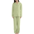 thumbnail image 2 of LSLJS Ensemble de Pyjama pour Femme à Col Rabattu, Tenue d'Intérieur en Coton, Haut à Manches Longues, Pantalon, Nuisette de Pyjama, Ensembles de Pyjama pour Femmes, Cadeaux pour Femmes, 2 of 6