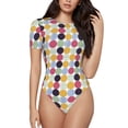 thumbnail image 2 of Goofa Polka Dot Printed Women Rash Guard Short Sleeve,Tummy control Swimsuit Surfing Swimsuit Bathing Suit One Piece Swimsuit UPF 50-, 2 of 9