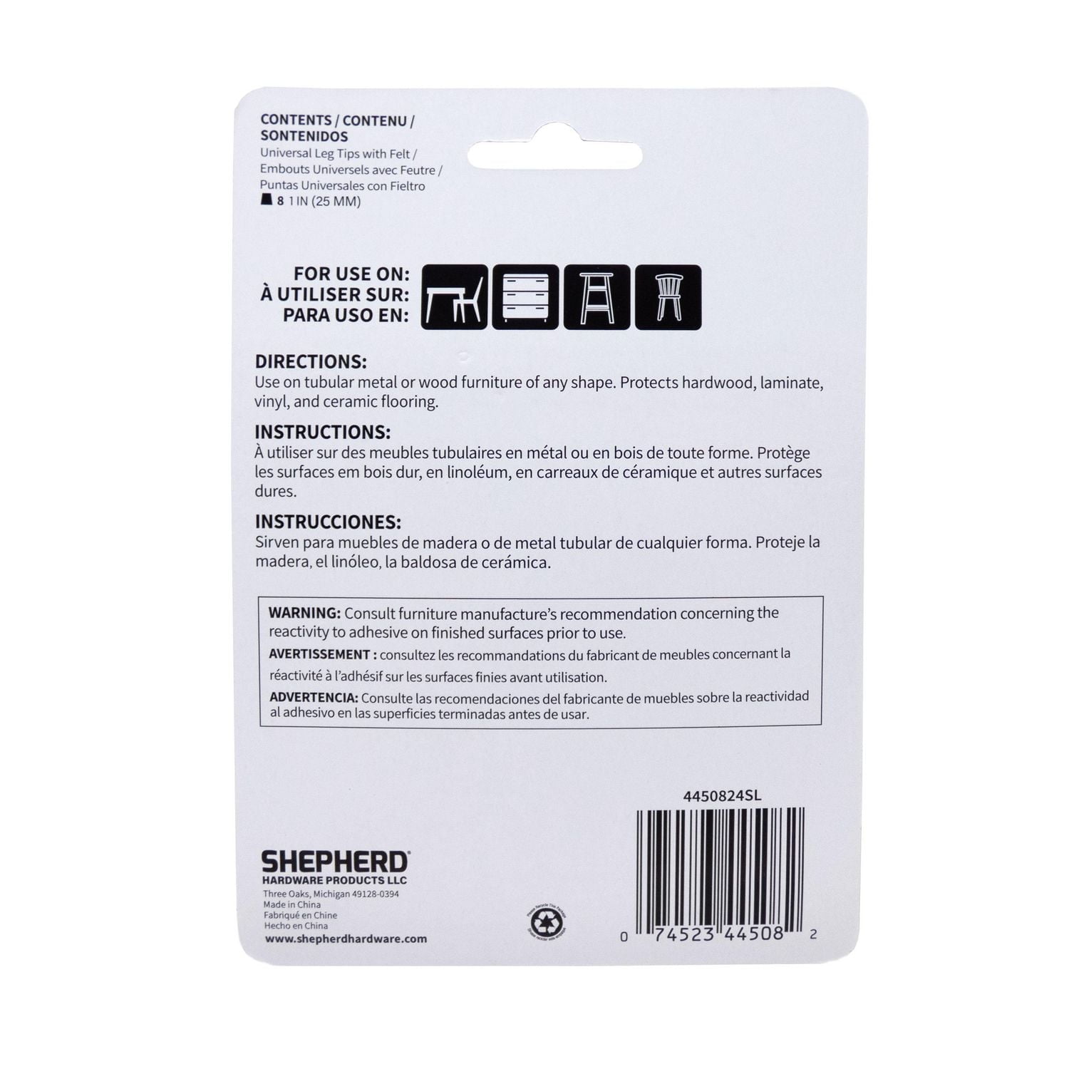 Super Sliders Universal Clear Leg Tips with Felt 8pcs, Leg Tips with Felt