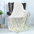 thumbnail image 4 of Green Flower Soft Flannel Fleece Throw Blanket, Grass Pattern Nature Illustration Wildlife Scene Rustic Lifestyle Elements, Cozy Plush for Indoor and Outdoor Use, 70" x 90", Multicolor, by Ambesonne, 4 of 5
