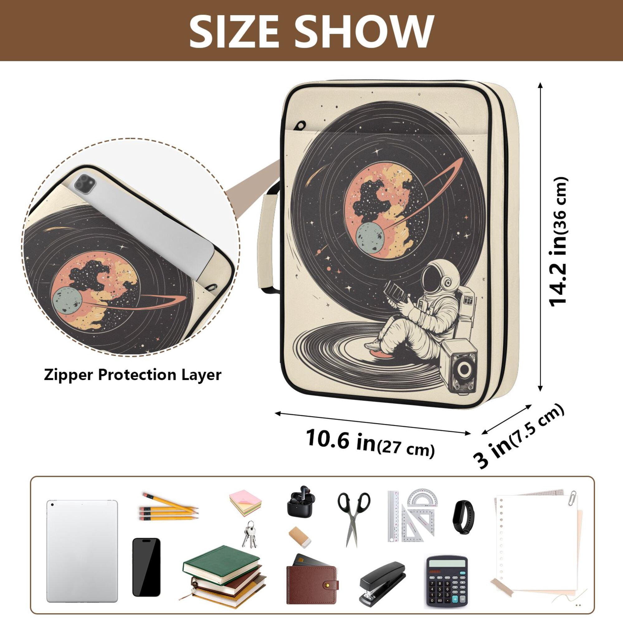 FORMRS Accordion File Folder A4 Size 7-Pocket Expanding Document Organizer Bag with 3 Ring Binder, Space Record