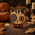 thumbnail image 6 of Vintage Halloween Cat Wooden Block, Primitive Rustic Farmhouse Tabletop Figurine, Tray Desktop Sign, Spooky Wooden Centerpiece Signs for Home Office Halloween Party Decorations(B), 6 of 8