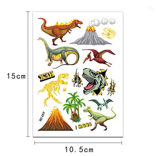 Fake Dinosaur Tattoo Stickers for Boys Dinosaur Theme Birthday Party Supplies Favors Gift Waterproof Dinosaur Temporary Tattoos Kits for Kids XINDY Glitter Tattoos for Boys