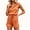 Orange, variant on Sleeveless Women's Casual Shorts Rompers Summer Half Zip Lapel Collar Drawstring Knit One Piece Jumpsuit with Pockets