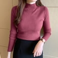 thumbnail image 2 of ZJXFGS Turtle Neck Sweater for Women,Long Sleeve Sweater,Womens Sweater,Knit Sweater,Wool Sweater Women Hot Pink One Size, 2 of 4