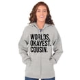 thumbnail image 4 of Worlds Okayest Cousin Family Relative Unisex Fleece Graphic Zip Up Hoodie Brisco Brands 5X, 4 of 5