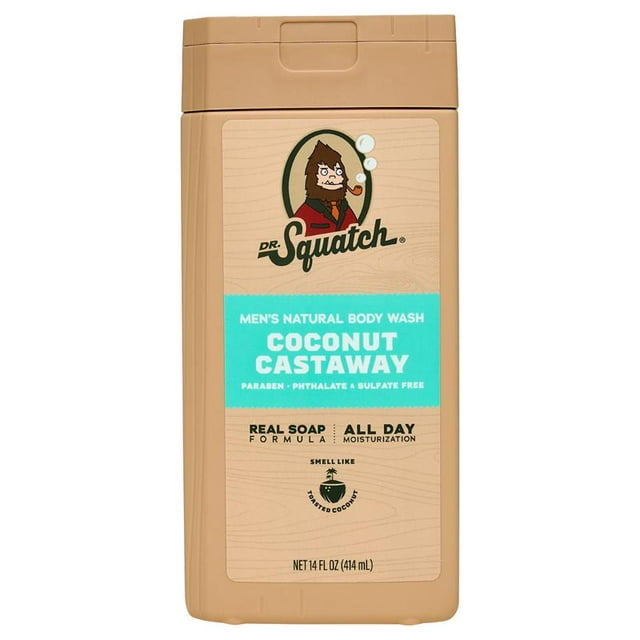 Gel de baño Dr. Squatch Scent-Lock Coconut Castaway, 400 ml, paquete de 1