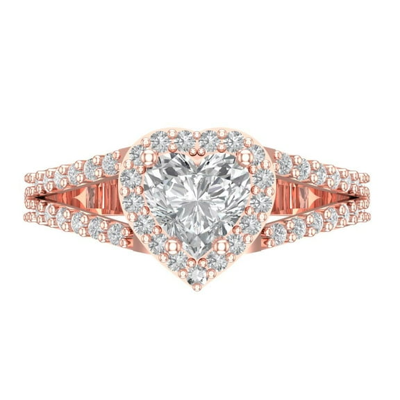Halo Engagement Ring for Women - 1.49ct Moissanite in 14K Rose Gold Promise Ring
